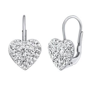 Silvego Strieborné náušnice srdce so Swarovski® Crystals SILVEGOB36011