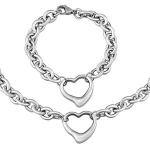Silvego Súprava náramku a náhrdelníka HEART z chirurgickej ocele KMM87193