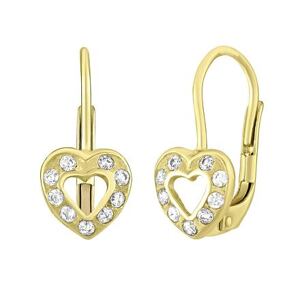 Silvego Zlaté náušnice srdiečka s Brilliance Zirconia SILVEGOG70312sw