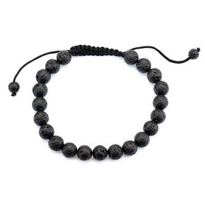 Silvego Čierny náramok z lávového kameňa - unisex KMM93656