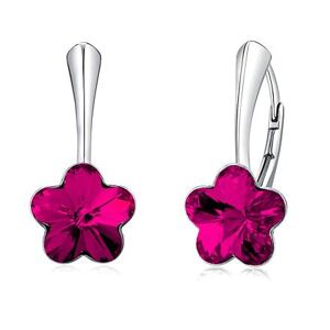Silvego Strieborné náušnice so Swarovski® Crystals kvet fuchsie VSW016E-fuchsia