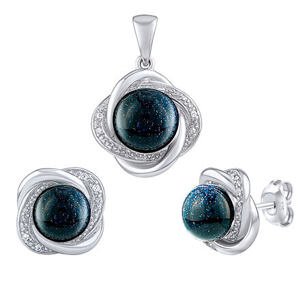 Silvego Strieborná súprava šperkov Ariel so syntetickým slnečným kameňom a Brilliance Zirconia JST14738SBG