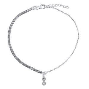 Silvego Strieborná retiazka na nohu Ellie s Infinity a Brilliance Zirconia ZT86751A