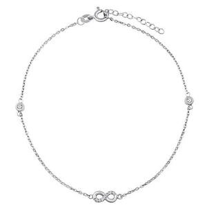 Silvego Strieborná retiazka na nohu Abigail s Infinity Brilliance Zirconia 24+3 cm ZT2101112A