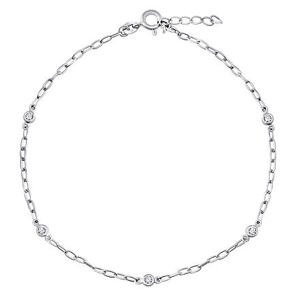 Silvego Strieborná retiazka na nohu Mary s Brilliance Zirconia 23+2,5 cm ZT196751A