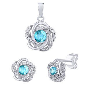 Silvego SILVEGO Strieborný set ROSALYN - náušnice a prívesok s pravým Topazom a Brilliance Zirconia JJJS0088TS