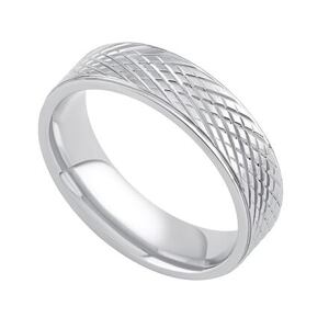 Silvego L´AMOUR Snubný prsteň s rytím z ocele RRC0470