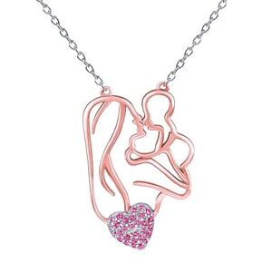 Silvego Strieborný ružovo pozlátený náhrdelník materstva Anabel s Brilliance Zirconia JJJ0521NRG