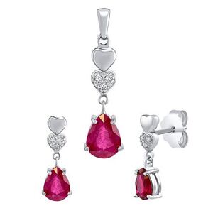 Silvego Strieborná súprava Barbara s prírodným rubínom a Brilliance Zirconia FW15406SR