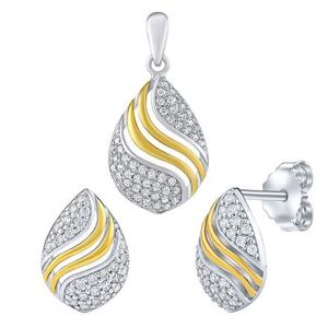 Silvego Strieborná pozlátená súprava Donna s čírymi Brilliance Zirconia FWS14217