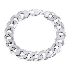 Silvego Strieborný masívny pánsky náramok CURB Pancer 14 mm - rhodiovaný TTT3006LB