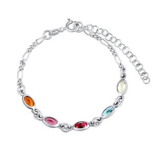 Silvego Strieborný detský náramok Rainbow s farebnými kamienkami GV05573B-14 cm