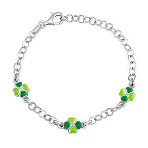 Silvego Strieborný detský náramok Clover so štvorlístkami GV04815B3-12 cm