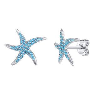 Silvego Strieborné náušnice  morské hviezdice Astra s Brilliance Zirconia MW03443EB
