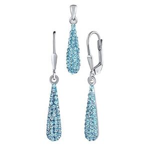 Silvego Strieborná súprava šperkov kvapky 22 mm so Swarovski® Crystals modrá ZT36106SET