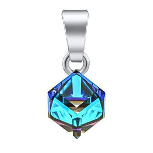 Silvego Strieborný prívesok kocka Swarovski® Crystals 6 mm Bermuda Blue VSW4841P6BB