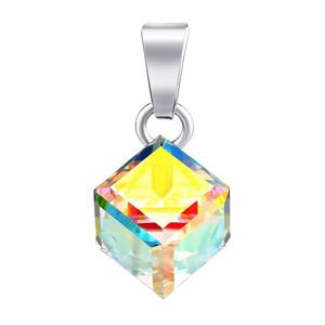 Silvego Strieborný prívesok kocka so Swarovski® Crystals AB VSW4841P8AB