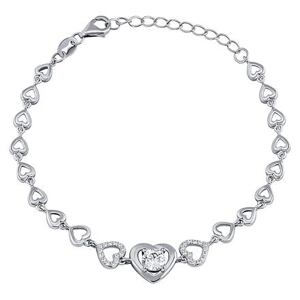 Silvego Strieborný srdiečkový náramok Melissa s čírymi Brilliance Zirconia JJJ0680B