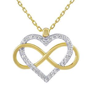 Silvego Strieborný/pozlátený náhrdelník Belisa srdca a Infinity s Brilliance Zirconia PRGPK0068N