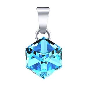 Silvego Strieborný prívesok kocka so Swarovski® Crystals Aquamarine VSW4841P8AQ