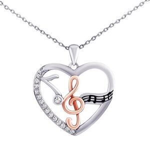 Silvego Strieborný náhrdelník Amadeus s hudobnými motívmi s Brilliance Zirconia DCC22566N