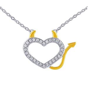 Silvego Strieborný/pozlátený náhrdelník Devil v tvare srdca s Brilliance Zirconia DCC1609386N