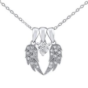 Silvego Strieborný náhrdelník s príveskom krídiel a srdca Aurélie s Brilliance Zirconia DCC1608223N