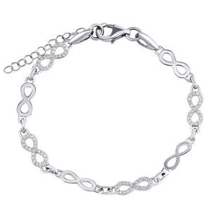Silvego Strieborný náramok Tina s Infinity a Brilliance Zirconia QR170BS