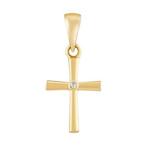 Silvego Strieborný - pozlátený prívesok krížik Diniel s čírym Brilliance Zirconia MW1178PGP