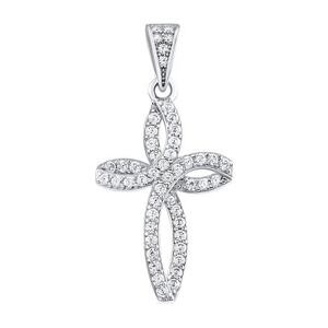 Silvego Strieborný prívesok krížik Furlac s čírymi Brilliance Zirconia MW2883P