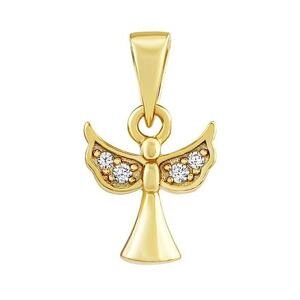 Silvego Strieborný - pozlátený prívesok anjel Janiel s čírymi Brilliance Zirconia  MW01335PGP