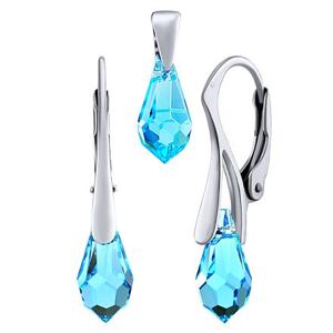 Silvego Strieborná súprava šperkov Jessie v tvare kvapky Swarovski® Crystals Aquamarine LSW6000S11AQ