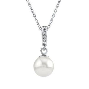Silvego Strieborný náhrdelník s bielou perlou Swarovski® Crystals 8mm LPS0639NSWW
