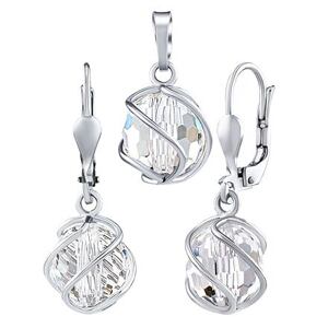 Silvego Strieborná súprava York s čírymi Swarovski® Crystals náušnice + prívesok SILVEGOB31644SSWW
