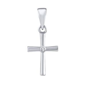 Silvego Strieborný prívesok krížik Diniel s čírym Brilliance Zirconia MW1178P