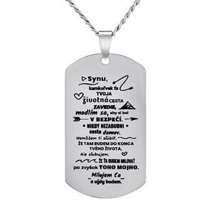 Silvego Oceľový prívesok s retiazkou dog tag s nápisom: Syn... RRC0383N-SK