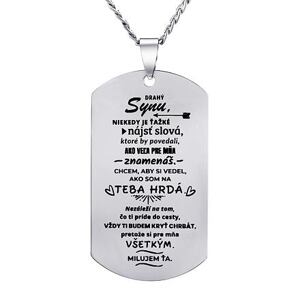 Silvego Oceľový prívesok s retiazkou dog tag pre syna s nápisom: Drahý syn... RRC0384N-SK