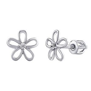 Silvego Strieborné náušnice - kvet s čírym Brilliance Zirconia SILVEGOB31857ESBDW