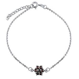 Silvego Strieborný náramok Floret s českými granátmi - 18+3 cm SILVEGOB688047B