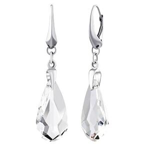 Silvego Strieborné náušnice kvapka 24mm so Swarovski® Crystals LSW6100E24C