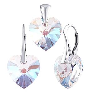 Silvego Strieborná sada šperkov srdca 14mm so Swarovski® Crystals LSW6228P14CSSET