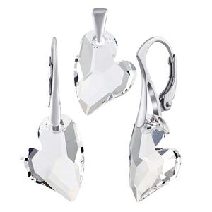Silvego Strieborná súprava šperkov Srdce Devoted 2 U 17mm číre Swarovski® Crystals LSW6261P17CSET