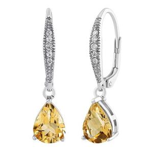 Silvego Strieborné náušnice June s pravým Citrínom a Brilliance Zirconia JJJS0591ECI