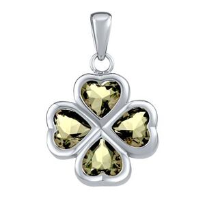 Silvego Strieborný prívesok štvorlístok so svetlo zelenými Brilliance Zirconia JJJP0085PLG