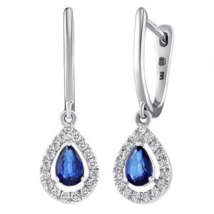 Silvego Diamantové visiace náušnice (0,18 ct + 0,44 ct) ZORA s pravým zafírom DNN1544EBS