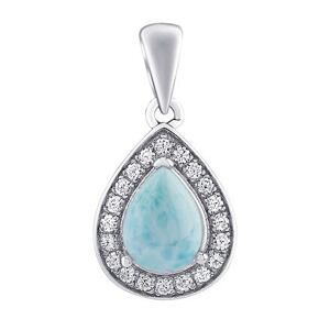Silvego Strieborný prívesok BRISA s pravým Larimarom a Brilliance Zirconia JJJ1141PLR