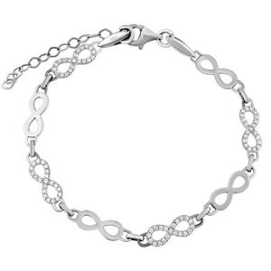 Silvego Zlatý náramok Tina z bieleho zlata zdobený infinity a Brilliance Zirconia QR170GW