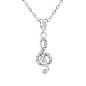 Silvego Strieborný náhrdelník s príveskom husľový kľúč s Brilliance Zirconia JJJ1098N