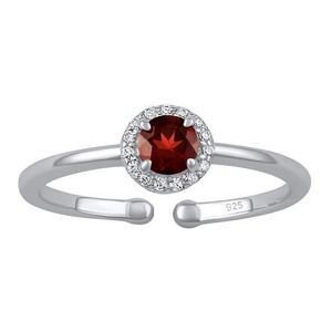 Silvego Strieborný otvorený prsteň Lady s pravým Granátom a Brilliance Zirconia JJJ1385RGA