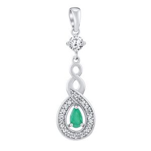 Silvego Strieborný prívesok Nelope s pravým smaragdom a čírymi Brilliance Zirconia FW18412PER
